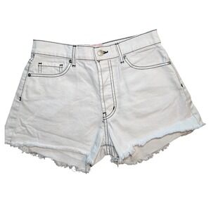 Revice Denim White Contrast Stitch Cutoff Shorts High Rise Button Fly Size 27